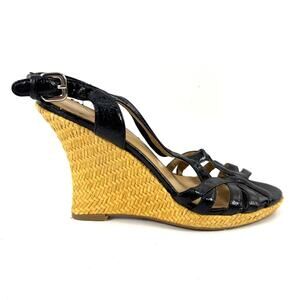 Nine West Black Heels with Strappy Design and High Wedge Heel